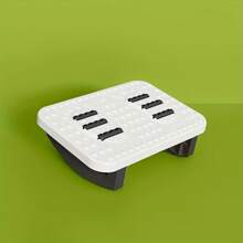 Ergonomic Foot Rest Mat For Office Desk - Durable Plastic With 8 Ventilation Holes, Under Desk Foot Support & Posture Corrector, White/Black, Simple Design | Sturdy Construction, Under Desk Foot Rest School Supplies, Back To School