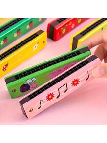 1pc/5pcs/3pcs 12 Styles Harmonica, 16-Hole Double Row Portable Cartoon Harmonica, Musical Instrument Toy Gift For Adult Beginners