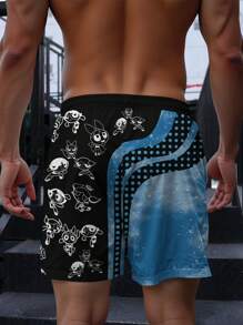 1 Stück Herren modische weite 3D Muster Cargo Shorts mit Kordelzug, leicht und atmungsaktiv, Lässig Zuhause Stil, geeignet für Straße, Laufen, Wandern, Camping, Reisen, Strand und Party/Urlaubsgeschenke