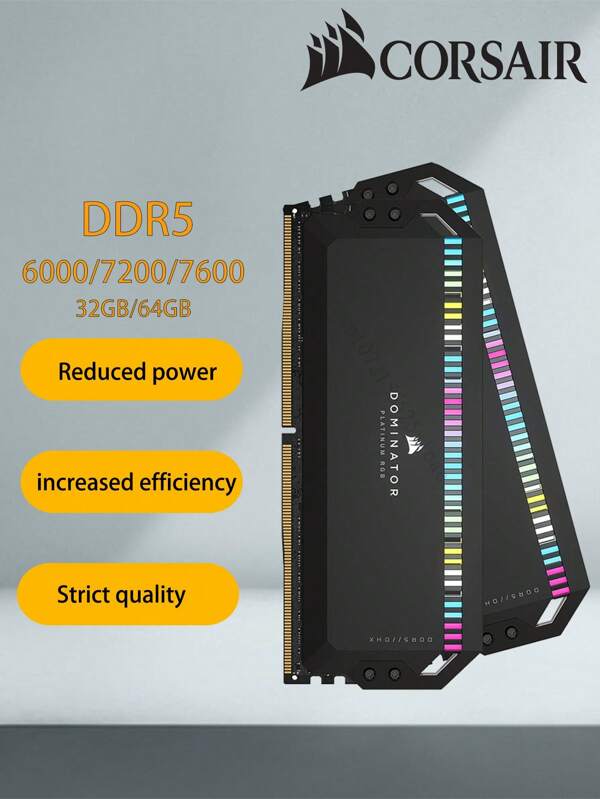 CORSAIR Corsair DOMINATOR PLATINUM RGB DDR5 RAM 32GB 64GB 6000 7200 7600MHz Intel Optimized Desktop Memory DHX Cooling XMP 3.0