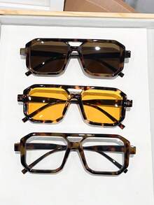 1/3pcs Retro Square Frame Glasses For Women, Vintage Style Eyewear For Travel, Beach, Halloween Decoration - Multicolor - View 24