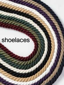 麻绳鞋带，黑白粗圆编织麻绳鞋带，男女通用时尚替换鞋带 - 彩色 - 查看 2