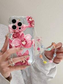 Flower Floral Print Cream Wavy Edge Detachable Chain Simple Anti-Drop Thick Phone Protective Case, Compatible With IPhone 16 XR /7/8 IPhone 15 Pro Max/12 Pro Max/13 Pro Max/14 Pro Max 13 14 11 12P 14 11P 12P, A13 4G A22 A21S A51 4G A52 S22 Ultra A33 5G A34 A35, Redmi 10 Redmi Note 11 4G Redmi 11 Lite A53, A14/A23/S23 Ultra S24 A14 A15 S23 A73 A55 A54 Redmi Phone Cases - Multicolor - View 6