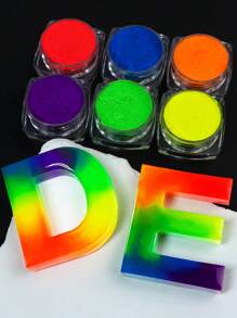 6 pièces/set Poudre de paillettes fluorescente irisée scintillante pour remplissage de résine, moulages de résine époxy, fournitures pour la fabrication de bijoux, matériel d'artisanat vibrant, effet chatoyant, fournitures d'artisanat d'été