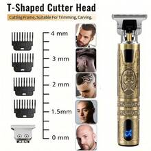 Professional Cordless Hair Clipper For Men - Retro T-Blade Trimmer, Metal Body With LCD Display, Precision Zero Gap Cutting, Rechargeable Haircutting Kit With 4 Guide Combs, USB Rechargeable - Ideal For Barber Shop And Home Use