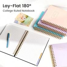 Yoment Hardcover Spiral Notebooks For Work School Note Taking,  8"X10" Journal Notebook With Tabs Dividers,  Multi 5 Subject Notebook College Ruled,  240 Pages Lined Journal For Women,  Pink - Multicolor - View 5