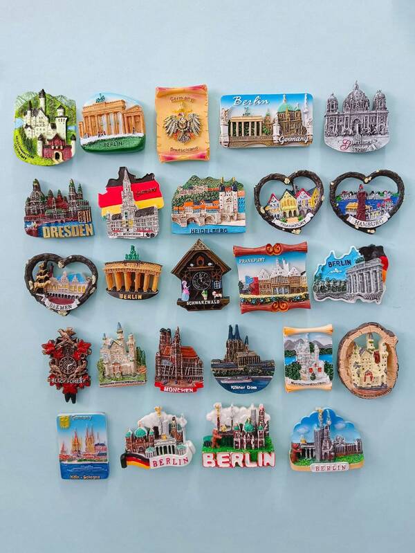 1 peça de ímã de geladeira criativo 3D para viagem na cidade, ímã decorativo feito à mão, adequado para o Natal