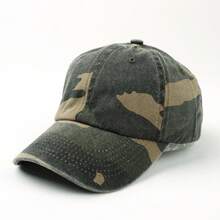 1pc Camouflage Baseball Cap, Unisex Distressed Outdoor Sports Hiking Cap, Women Sun Protection Hat, Breathable Visor Cap, Retro Camo Couple Sun Hat - Multicolor - View 5