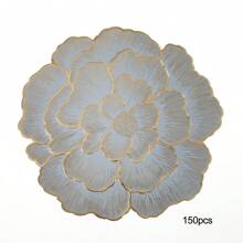 1 pièce/4 pièces/6 pièces/150 pièces Sets de table ronds en PVC style occidental avec motif pivoine, résistants à la chaleur, antidérapants, sets de table décoratifs pour hôtel, restaurant, fête, mariage, festival