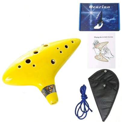 Ocarina Musical de Cerámica con Libro de Canciones, Cuerda para el Cuello, Cordón para el Cuello y Bolsa de Transporte