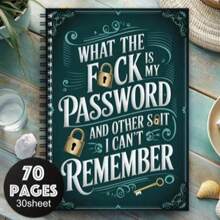 Teal Password Journal With Gold Key - Internet Login Organizer | Spiral Security Book For Usernames & Passwords | Home/Office/Back To School Essential