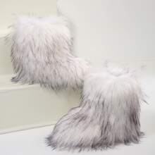 Stylish Personalized Winter Boots For Women - Adorable Spicy Girl Mid-Length Snow Boots, Cozy And Warm,Fluffy Boots Faux Fur Boots Women Shoes - 白色 - 查看 3