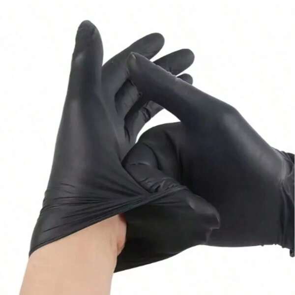 10/20 piezas Guantes de nitrilo negro, guantes de examen desechables, sin látex y sin polvo, guantes de trabajo resistentes para manipulación de alimentos, limpieza, tatuaje, mecánica, unisex