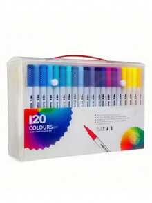 120 piezas de Rotuladores de Doble Punta Fina Tipo Pincel Multicolor para Adultos - para Colorear, Caligrafía, Escritura, Planificadores, Diarios, Notas, Dibujo y Manualidades Escolares - Multicolor - Ver 12