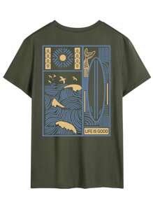 Men's Graphic Print Round Neck Casual Short Sleeve T-Shirt, Summer