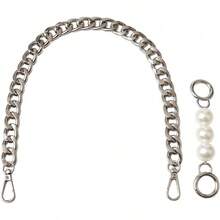 Juego de 2 cadenas gruesas para bolso, asas de 17.7 y 5 pulgadas de largo, marca BEAULEGAN - Plateado - Ver 1