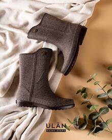 Bota de Lluvia para Dama Ana 4290 Glamour De moda Elegante Básico Lindo Tela Oficina Exterior Otoño-Invierno. - Café integral - Ver 2