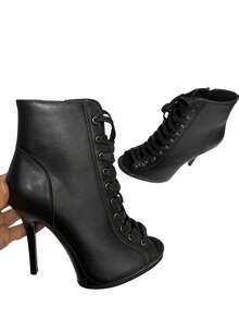 Platform Dance Heels 11cm Super Stable High Heels Indoor Outdoor Rubber Sole Leather Professional Dance Booties For Heels Class - Black 11cm - View 6