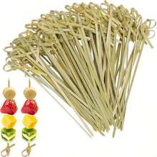 20/50/100/200pcs Natural Bamboo Skewers, Fruit Forks, Appetizer Toothpicks, Party Decorative Sticks, Vegetable & Fruit Bamboo Picks, Food Sticks, Sandwich & Burger Forks, Sushi Picks, Party Supplies, Suitable For Celebrations, Birthdays, Graduations, Weddings, Christmas,School Supplies - Multicolor - View 3