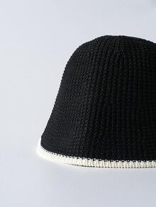 CHICVUE 1pc Women Contrast Trim Fashionable Bucket Hat For Daily Life Casual Winter Fall Winter Gifts - Black and White - View 5