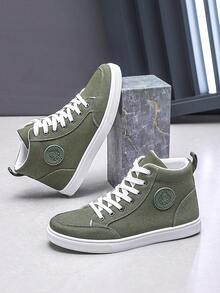 Zapatos deportivos casuales y con estilo para hombre, zapatillas chunky de skate con suela alta y transpirable - Verde militar - Ver 1