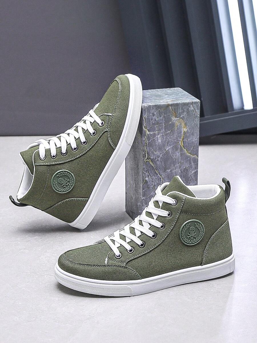 Zapatos deportivos casuales y con estilo para hombre, zapatillas chunky de skate con suela alta y transpirable - Verde militar - Ver 1