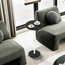 11.8 英寸 X 23.6 英寸亚克力饮料桌，现代风格圆形亚克力饮料边桌/咖啡桌，易于组装，透明/黑色/白色，优雅的沙发边桌，适用于客厅、卧室、阳台、书房 - 彩色 - 查看 5