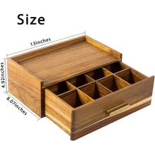 Acacia Wood Tea Bag Organizer, Tea Organizers And Storage Box, Tea Caddy For Tea Bags Storage Drawer, Teabag Holder Container Boxes For Countertop, Tea Station Chest Display Wooden, Organizador De Te-Yj - 1 - View 2