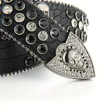 Totenkopf-Nieten-Gürtel - Modeaccessoire, geeignet für DIY-Enthusiasten, Herbst- und Halloween-Thema, Gothic-Accessoires - Schwarz - Übersicht 4