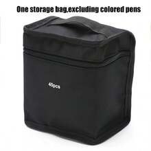 1 个 60 容量马克笔收纳盒、1 个多功能帆布笔筒、1 个便携式折叠式铅笔盒、不含马克笔、无隔板、返校、学校用品、铅笔袋、书包 - 黑色 - 查看 10