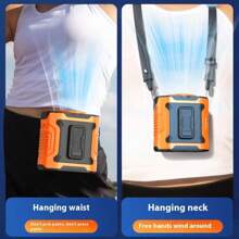 3600mAh Portable Waist Fan Clip On Belt, Max 24H Cooling,10 Speeds 12000RPM,Rechargeable Hands-Free Personal Wearable Neck Fan With Dual Clip & Flashlight For Outdoor Jobsite Camping Traveling Turbo Fan