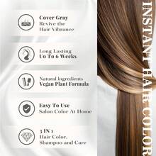 Natural Hair Dye Shampoo 3 IN 1, Hair Color For Gray Hair Coverage, Hair Coloring Shampoo For Women, Color Shampoo Beard Dye For Men, Vegan Ammonia Free Hair Shampoo (NATURAL BLONDE) - 彩色 - 查看 7