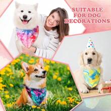 Local Delivery-50 Pcs Dog Bandanas Bulk Pet Bibs Colorful Triangle Scarf Pet Bandanas For Medium Large Dogs Spring Summer Birthday Costume Decoration (Tie Dye)