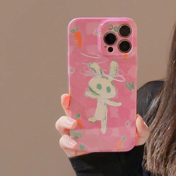 Funda de teléfono con conejo lindo para 13, 15, 16 Pro Max