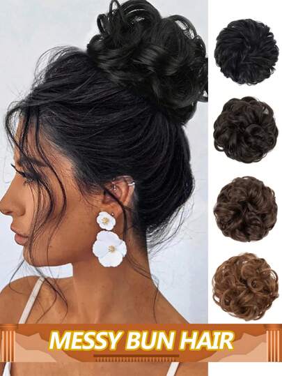 1 pezzo Ciuffo raccolto spettinato con elastico, chignon riccio spettinato, extension per capelli raccolto, scrunchie per capelli per donna