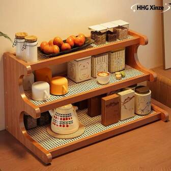 优质木制梯形藤条塑料搁架，适用于植物、窗台、阳台、花架、多层储物架、阶梯式杯架、多功能桌面收纳架、书架、厨房和办公室使用