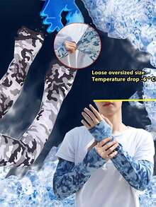 1 Pair Men's Camouflage Cooling Arm Sleeves - Breathable, UV Protection, Sweat-Wicking Polyester, Suitable For Outdoor Sports, Running, Cycling - All Season Use, Ergonomic Design, Hand/Dry Wash, Mixed Colors - Multicolor - View 5