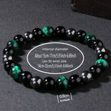 Bracelet de protection Femmes Hommes Couple Empath Onyx noir Œil de tigre vert Bracelet de chance Billes sur ficelle Bracelets Unisexe Cadeaux pour Mari Petit Ami Père Grand-père Oncle