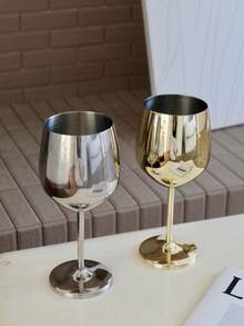 1pc Stainless Steel Gold Cups Goblets, Red Wine Glass Metal Goblets, Gold Copper And Silver High-End Champagne Glasses 500ml,For Wedding Banquet Western Restaurant And Other Special Goblet..