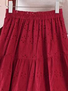 Japanese And South Korean Women School Clothes Skirt With White Hollow Jacquard Cake Skirt Half Skirt Female Four Seasons A-Word Long Skirt Y2k Clothes Women Fairy Super Sensen Tied Half Skirt Umbrella Skirt - Red - View 6