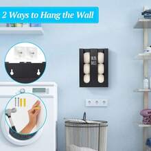 Magnetic Dryer Ball Holder For Laundry Room Organization, Wood Dryer Ball Container Wall Mount, Dryer Balls Organizer For Laundry Room Storage, Laundry Wool Dryer Ball Dispenser Basket (Black) - 黑色 - 查看 3