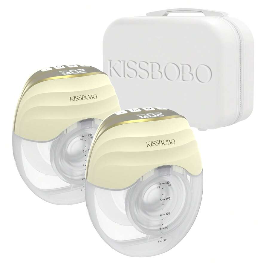 Electric Wearable GLE10, Hands-Free Breast Pump, Invisible & Lightweight Design, 3 Modes & 8 Levels, Breast Pump With 19/21/24mm Options, Includes Travel Suitcase - Yellow - View 1