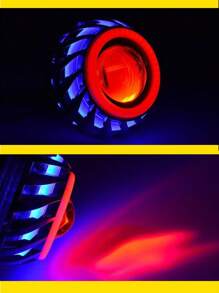1 pezzo Faro a proiezione universale per motocicletta con luce a LED a doppio occhio da angelo e demone, lente faro per moto, luce ausiliaria per atmosfera