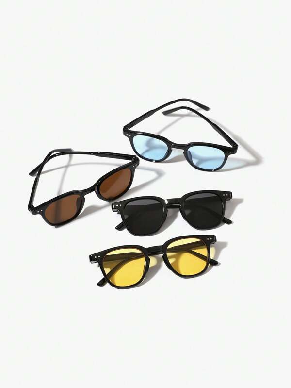 4 PCS Men's Fashion Eyewear Acrylic Casual Small Rectangle Fashion Black Glasses For Summer Outing And Fathers Day Gifts