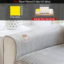 1PC Minimalist Velvet Straight Striped Plush Sofa Cushion – Pet-Friendly, Non-Slip, Fits 1/2/3/4-Seater Modular Sofas. Sofa Cover Protector For Living Room & Home Furniture, Decorative Cover With Label Design For A Premium Look.