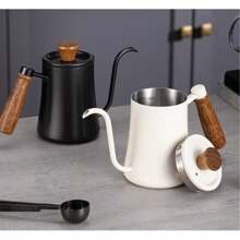 Individuelle Kaffee-Filterkanne mit langem Ausgusstülle und dünnem Mund, Zuhause Gebrauch, 304 Edelstahl verstärkt mit hängendem Ohr, Kaffee Utensilien mit Holzgriff, für Outdoor