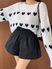 心形设计轻薄宽松针织开衫，适合夏季空调 - 白色 - 查看 2