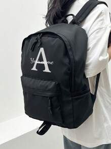 Personalized Name Backpack - Lightweight Large Capacity School And Travel Backpack With Floral Decoration, Adjustable Straps And Zipper Closure, Fabric For College, Commuting, Daily Use, School Backpack, Commuter Bag, Decorative Floral Embellishment, Hand Wash OK, Sturdy Construction