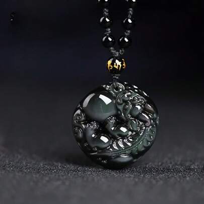 Local Delivery- Rainbow Pixiu Pendant Necklace - Attracts Wealth, Brings Good Luck, Unisex Jewelry, No Plating, Natural Stone, Animal-Shaped, Mosaic-F