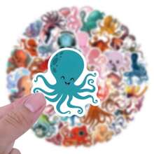 55 piezas Pegatinas lindas de pulpo, pegatinas divertidas de criaturas marinas de dibujos animados, pegatinas de tema oceánico, decoraciones artísticas a prueba de agua para sobres, botellas de agua, computadoras, portátiles, teléfonos, equipaje, cuadernos, refrigeradores